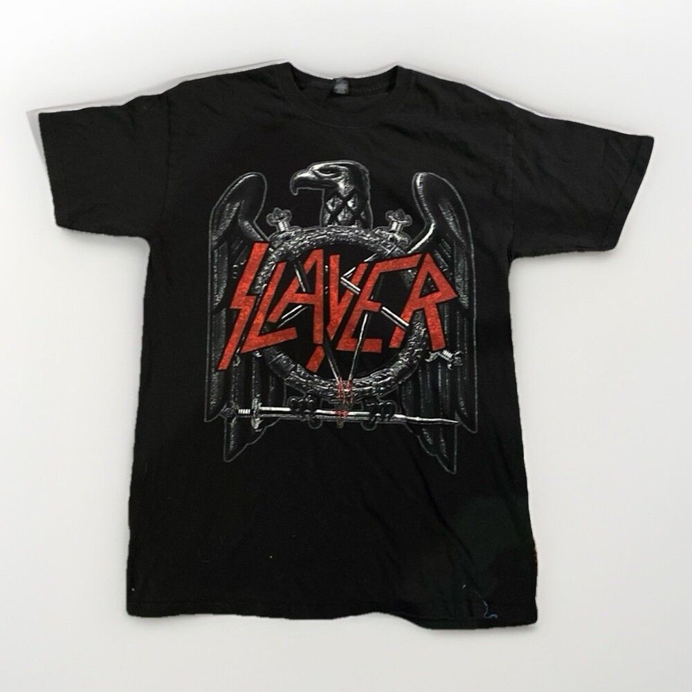 SLAYER Y2K Black Logo Short Sleeve T-Shirt Men Medium M&O Gold